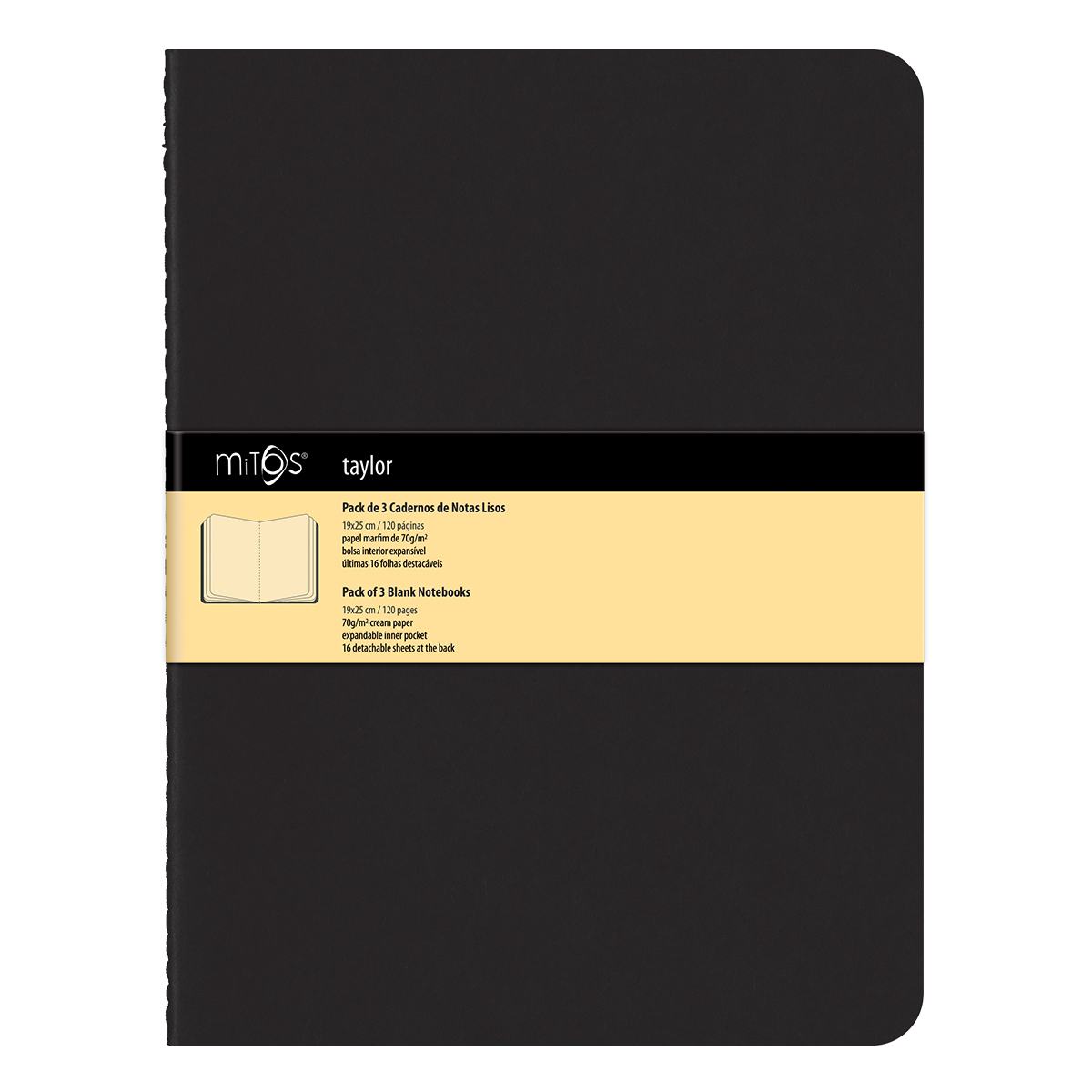 MITOS® TAYLOR-Pack3 Cadernos Notas Liso(19x25cm)120pag